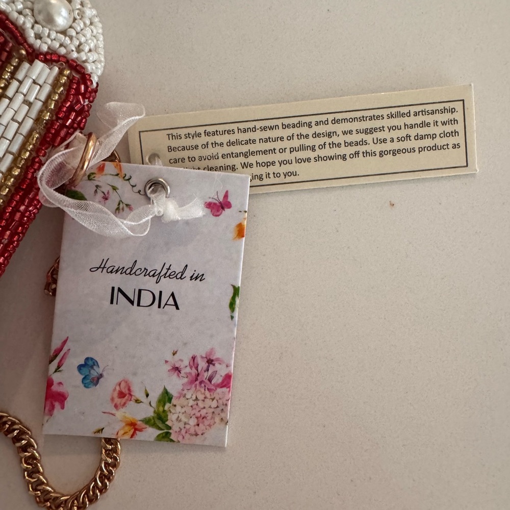 Viral  Beaded Popcorn Women’s Bag With Gold Crossbody Chain Made In India NWT - Picture 8 of 8